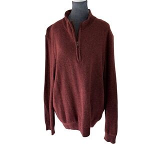 Joseph Abboud Mens Burgundy Wool Blend Quarter Zip Sweater XXL